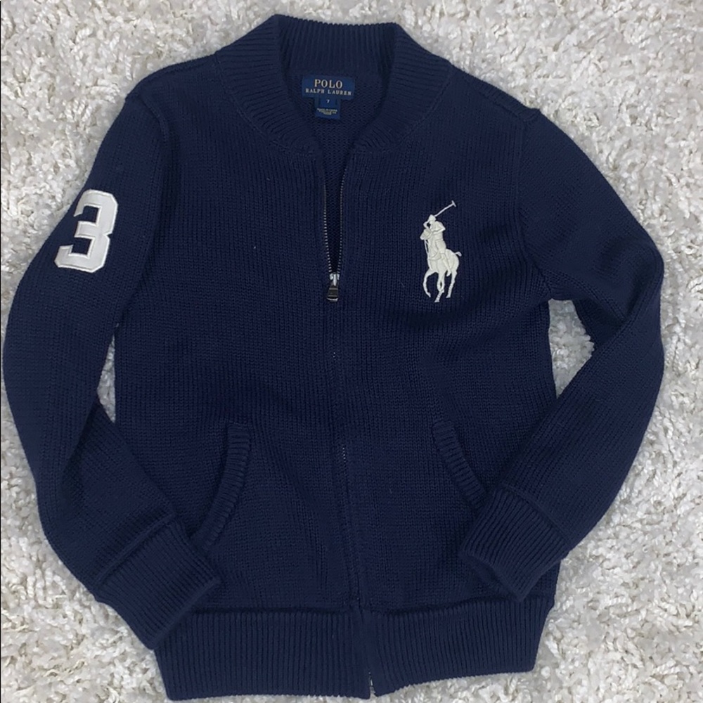 Boys Polo Zip Sweater, Size 7